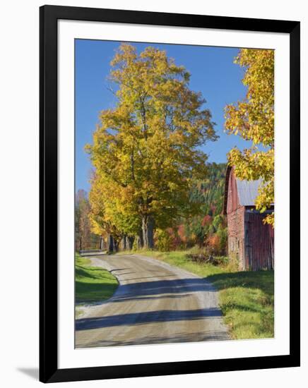 Road Beside Classic Farm in Autumn, New Hampshire, USA-Adam Jones-Framed Photographic Print