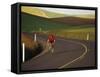 Road Bicycling in the Palouse Country Near Pullman, Washington, USA-Chuck Haney-Framed Stretched Canvas