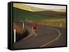 Road Bicycling in the Palouse Country Near Pullman, Washington, USA-Chuck Haney-Framed Stretched Canvas