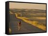 Road Bicycling Near Great Falls, Montana, Usa-Chuck Haney-Framed Stretched Canvas