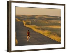 Road Bicycling Near Great Falls, Montana, Usa-Chuck Haney-Framed Photographic Print