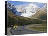 Road Bicycling on the Icefields Parkway, Banff National Park, Alberta, Canada-Chuck Haney-Stretched Canvas