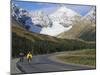 Road Bicycling on the Icefields Parkway, Banff National Park, Alberta, Canada-Chuck Haney-Mounted Photographic Print