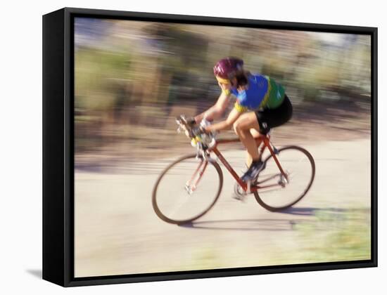 Road Biker in Vail, Colorado, USA-Lee Kopfler-Framed Stretched Canvas