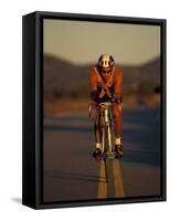 Road Biker, Santa Fe, New Mexico, USA-Lee Kopfler-Framed Stretched Canvas