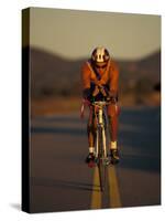 Road Biker, Santa Fe, New Mexico, USA-Lee Kopfler-Stretched Canvas