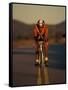 Road Biker, Santa Fe, New Mexico, USA-Lee Kopfler-Framed Stretched Canvas