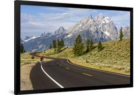 Road Biking in Grand Teton National Park, Wyoming, USA-Chuck Haney-Framed Photographic Print