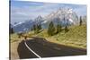 Road Biking in Grand Teton National Park, Wyoming, USA-Chuck Haney-Stretched Canvas