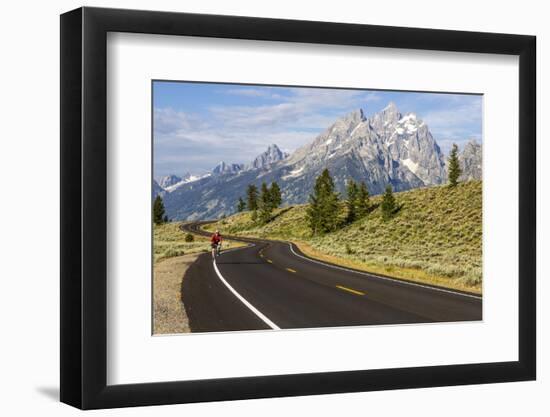 Road Biking in Grand Teton National Park, Wyoming, USA-Chuck Haney-Framed Photographic Print