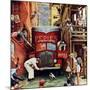 "Road Block", July 9,1949-Norman Rockwell-Mounted Giclee Print