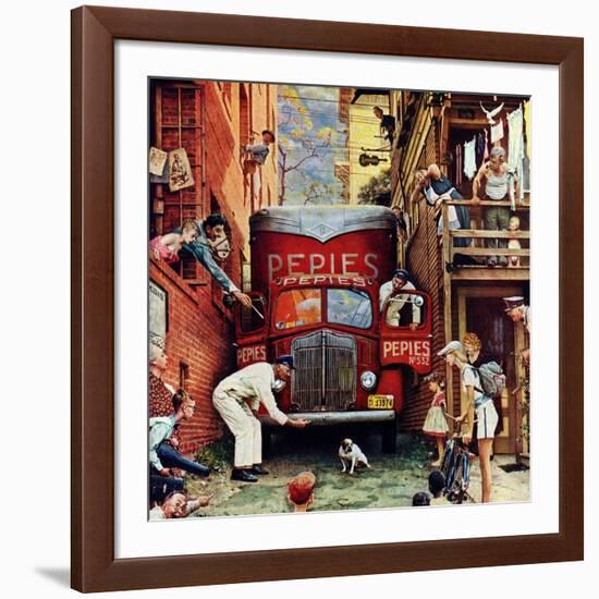 "Road Block", July 9,1949-Norman Rockwell-Framed Giclee Print