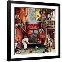 "Road Block", July 9,1949-Norman Rockwell-Framed Giclee Print