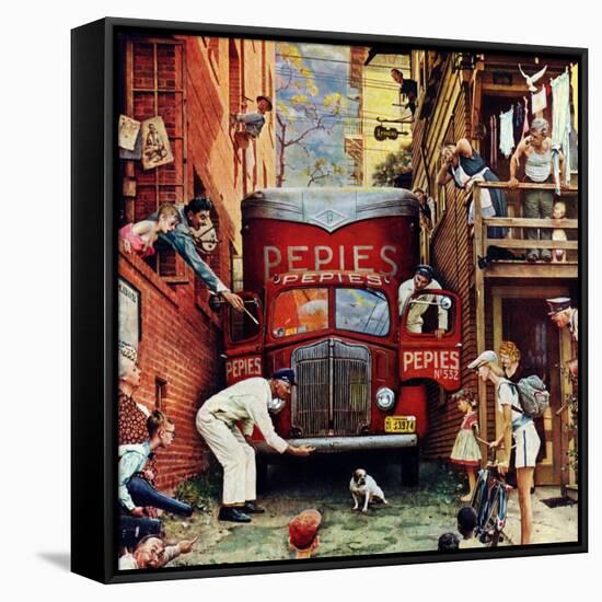 "Road Block", July 9,1949-Norman Rockwell-Framed Stretched Canvas