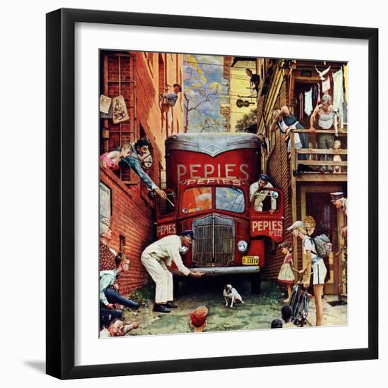 "Road Block", July 9,1949-Norman Rockwell-Framed Premium Giclee Print