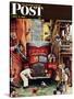 "Road Block" Saturday Evening Post Cover, July 9,1949-Norman Rockwell-Stretched Canvas
