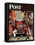 "Road Block" Saturday Evening Post Cover, July 9,1949-Norman Rockwell-Framed Stretched Canvas