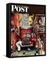 "Road Block" Saturday Evening Post Cover, July 9,1949-Norman Rockwell-Framed Stretched Canvas