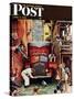 "Road Block" Saturday Evening Post Cover, July 9,1949-Norman Rockwell-Stretched Canvas