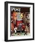 "Road Block" Saturday Evening Post Cover, July 9,1949-Norman Rockwell-Framed Giclee Print