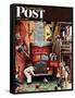 "Road Block" Saturday Evening Post Cover, July 9,1949-Norman Rockwell-Framed Stretched Canvas