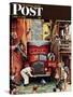 "Road Block" Saturday Evening Post Cover, July 9,1949-Norman Rockwell-Stretched Canvas