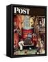 "Road Block" Saturday Evening Post Cover, July 9,1949-Norman Rockwell-Framed Stretched Canvas