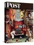 "Road Block" Saturday Evening Post Cover, July 9,1949-Norman Rockwell-Stretched Canvas