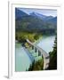 Road Bridge over Lake, Sylvenstein Lake and Bridge Bavarian Alps Bavaria Germany-Peter Adams-Framed Photographic Print