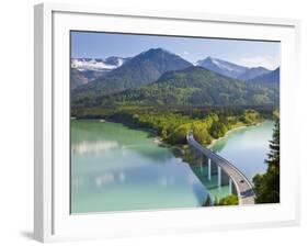 Road Bridge over Lake, Sylvenstein Lake and Bridge Bavarian Alps Bavaria Germany-Peter Adams-Framed Photographic Print