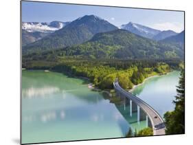 Road Bridge over Lake, Sylvenstein Lake and Bridge Bavarian Alps Bavaria Germany-Peter Adams-Mounted Photographic Print