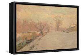 Road by the Seine at Neuilly in Winter, C.1888-Alberto Pasini-Framed Stretched Canvas