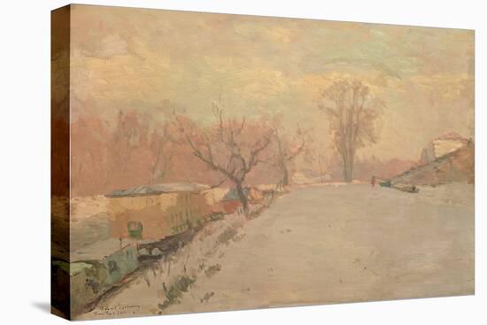 Road by the Seine at Neuilly in Winter, C.1888-Alberto Pasini-Stretched Canvas