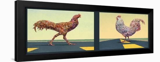 Road Chickens Diptych-James W Johnson-Framed Giclee Print