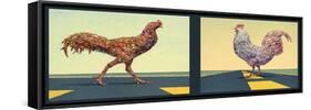 Road Chickens Diptych-James W Johnson-Framed Stretched Canvas
