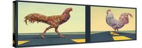 Road Chickens Diptych-James W Johnson-Stretched Canvas