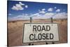 Road Closed Sign in Desert-Paul Souders-Stretched Canvas