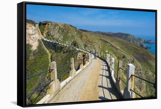 Road Connecting the Narrow Isthmus of Greater and Little Sark, Channel Islands, United Kingdom-Michael Runkel-Framed Stretched Canvas