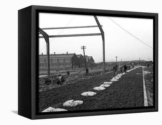 Road Construction Work, Doncaster, South Yorkshire, November 1955-Michael Walters-Framed Stretched Canvas