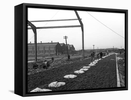 Road Construction Work, Doncaster, South Yorkshire, November 1955-Michael Walters-Framed Stretched Canvas