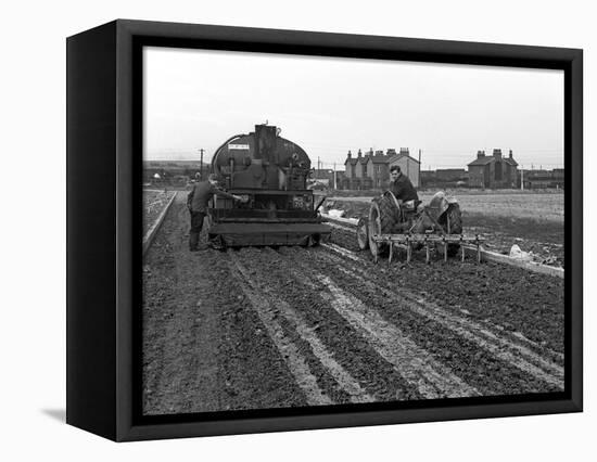 Road Construction Work, Doncaster, South Yorkshire, November 1955-Michael Walters-Framed Stretched Canvas