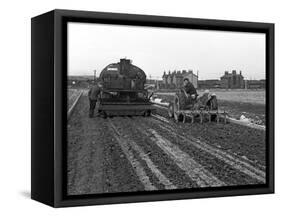 Road Construction Work, Doncaster, South Yorkshire, November 1955-Michael Walters-Framed Stretched Canvas