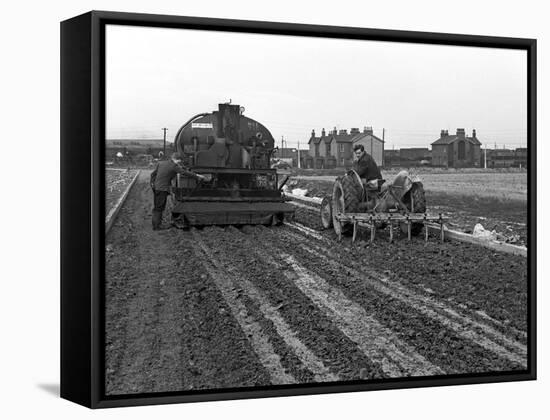 Road Construction Work, Doncaster, South Yorkshire, November 1955-Michael Walters-Framed Stretched Canvas