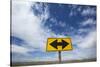 Road End Warning Sign on Country Road, Bruneau, Idaho-Paul Souders-Stretched Canvas