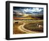 Road Field Stormy & Clouds-null-Framed Art Print