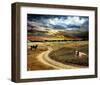 Road Field Stormy & Clouds-null-Framed Art Print