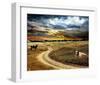 Road Field Stormy & Clouds-null-Framed Art Print