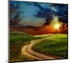 Road Field & Stormy Clouds-null-Mounted Art Print