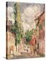Road in a Village-Alfred Sisley-Stretched Canvas