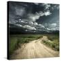 Road in Field and Stormy Clouds-Dudarev Mikhail-Stretched Canvas